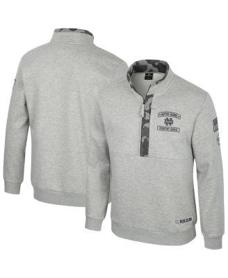 Colosseum - Men's Heather Gray Notre Dame Fighting Irish OORAH OHT Military Appreciation Fleece Quarter-Zip Jacket