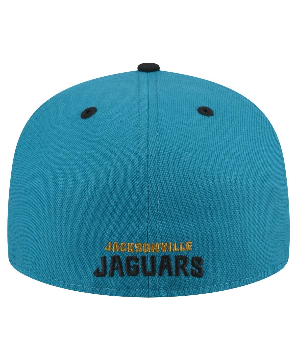 NEW ERA MEN'S TEAL/BLACK JACKSONVILLE JAGUARS THROWBACK CRAWL FLIPSIDE TWO-TONE 59FIFTY FITTED HAT
