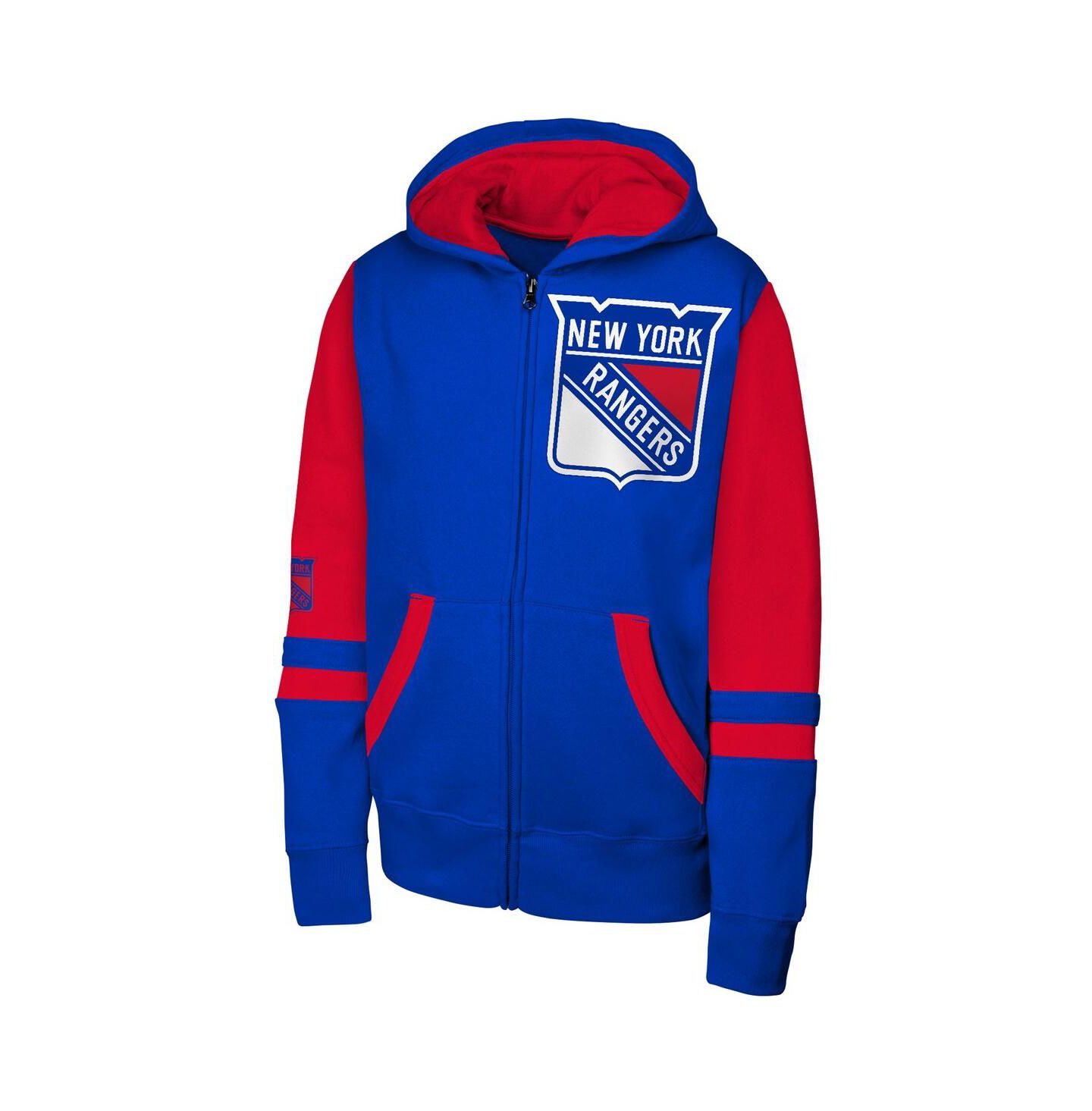 Детское худи Outerstuff Blue New York Rangers Face Off Full-Zip — фото 2