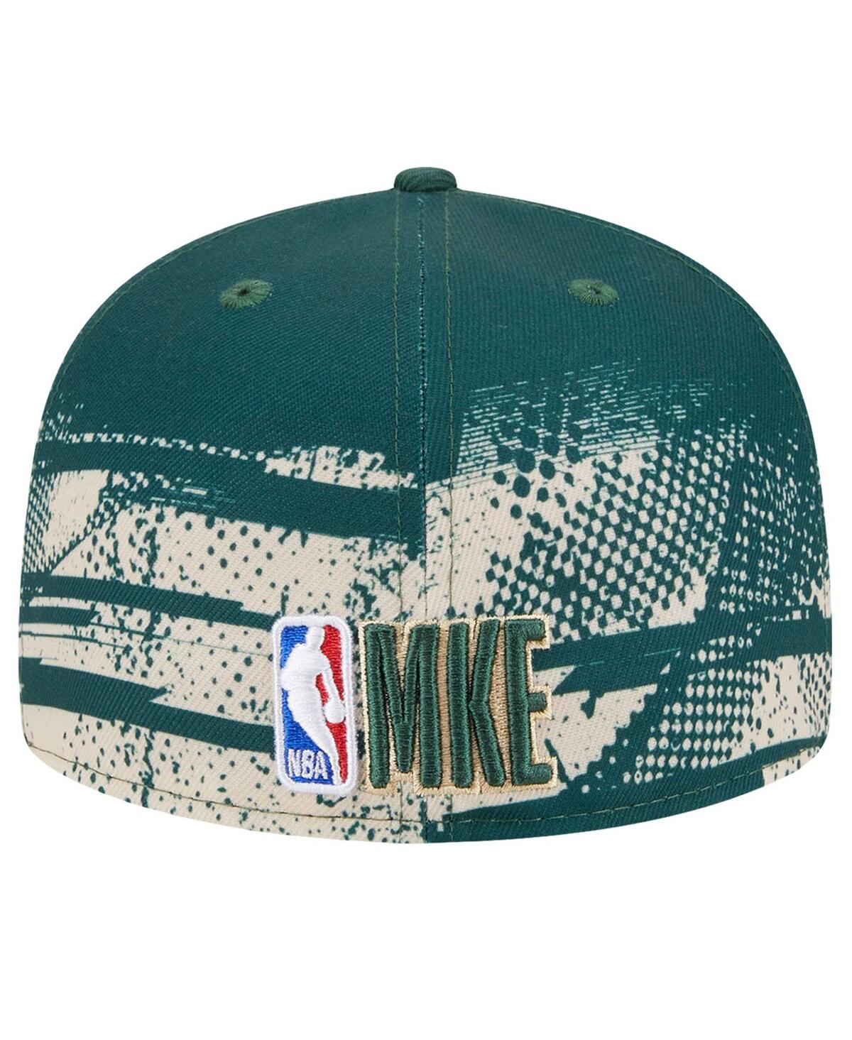 NEW ERA MEN'S HUNTER GREEN/CREAM MILWAUKEE BUCKS TIP-OFF 59FIFTY FITTED HAT
