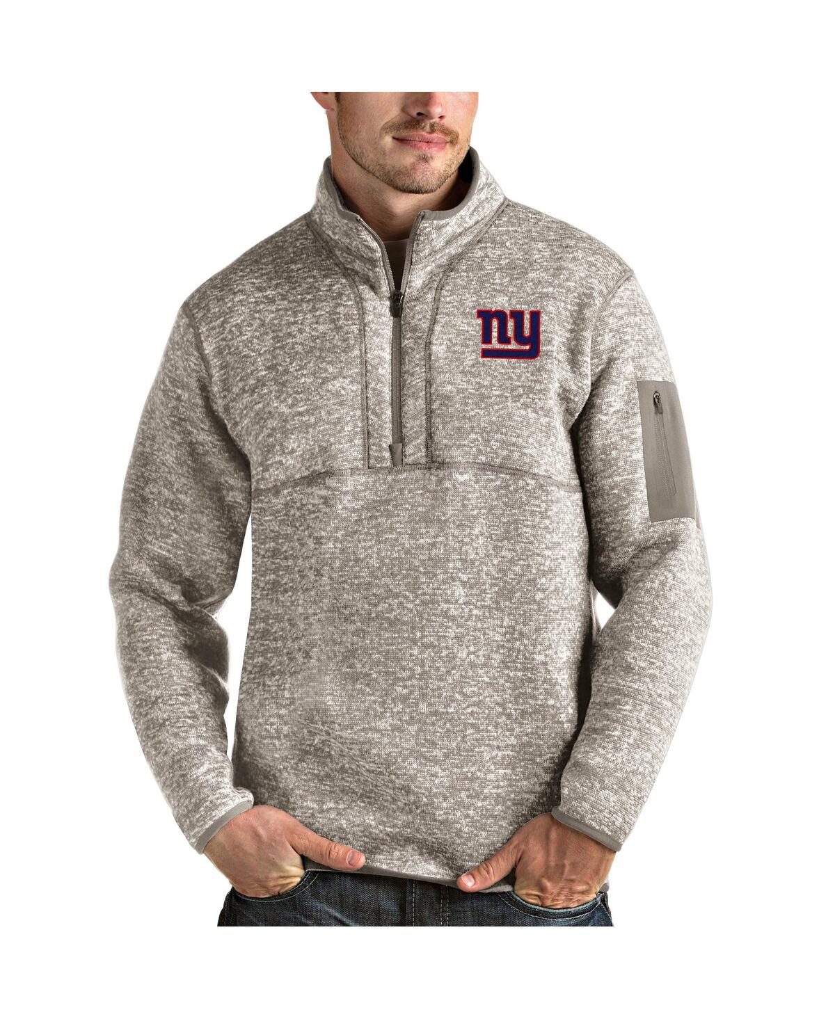 Men's Oatmeal New York Giants Fortune Quarter-Zip Pullover Jacket - Oatmeal