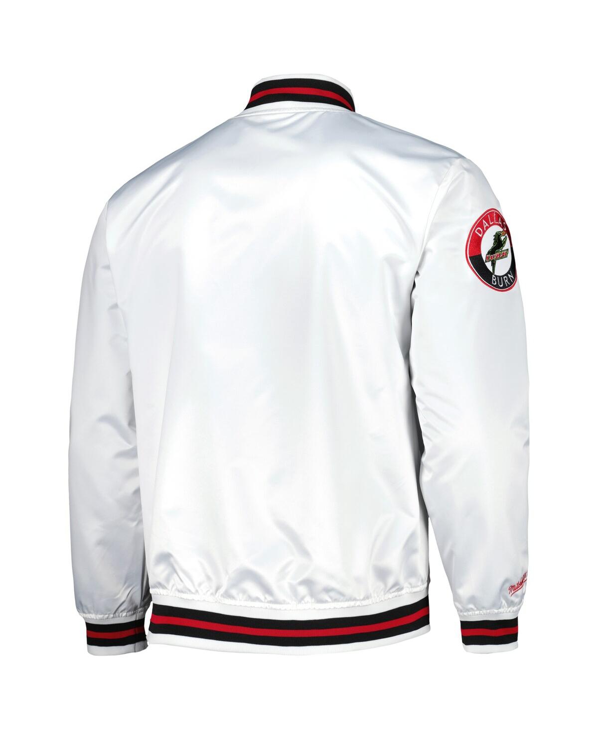 MITCHELL & NESS MEN'S WHITE DALLAS BURN CITY FULL-SNAP SATIN JACKET