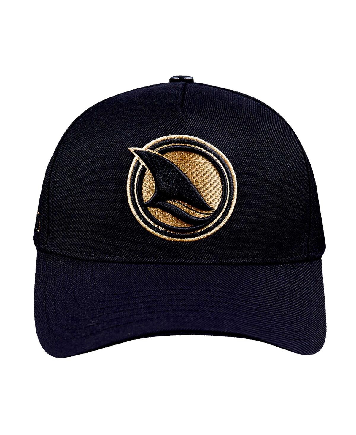 Shop Pro Standard Men's Black San Jose Sharks Metallic Logo Pinch Front Adjustable Hat