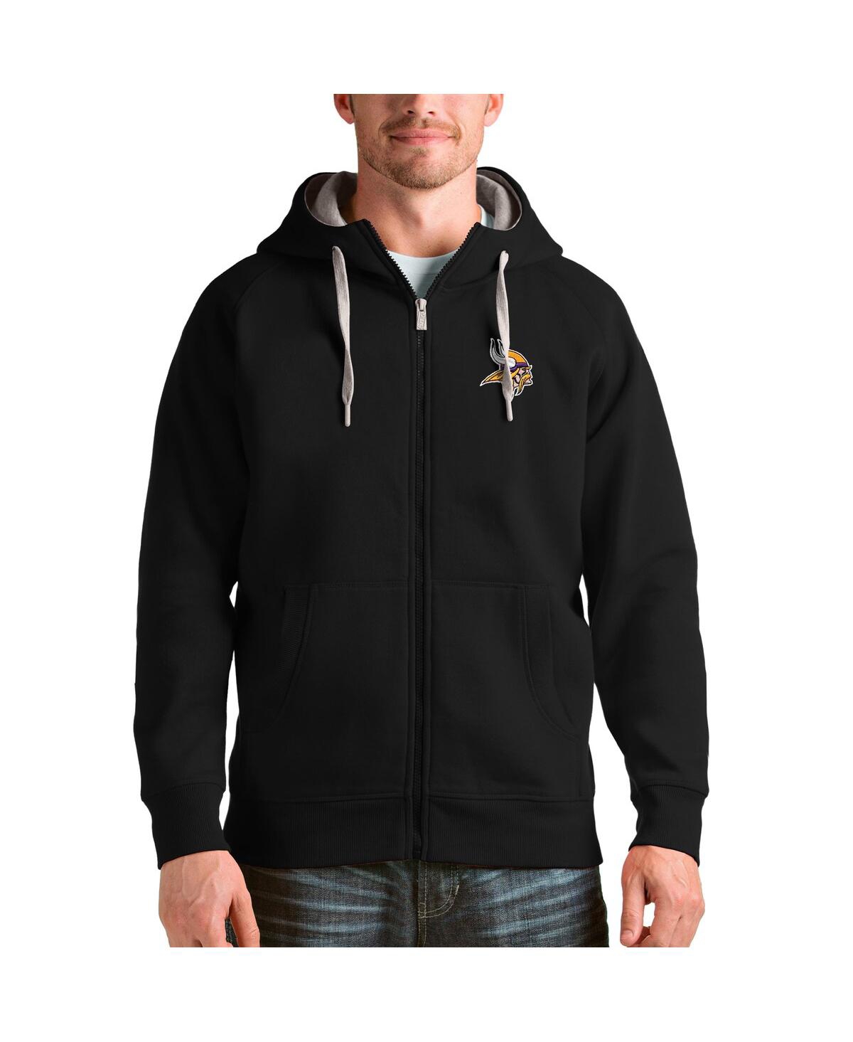 Antigua Men's Black Minnesota Vikings Victory Full-zip Hoodie In Black