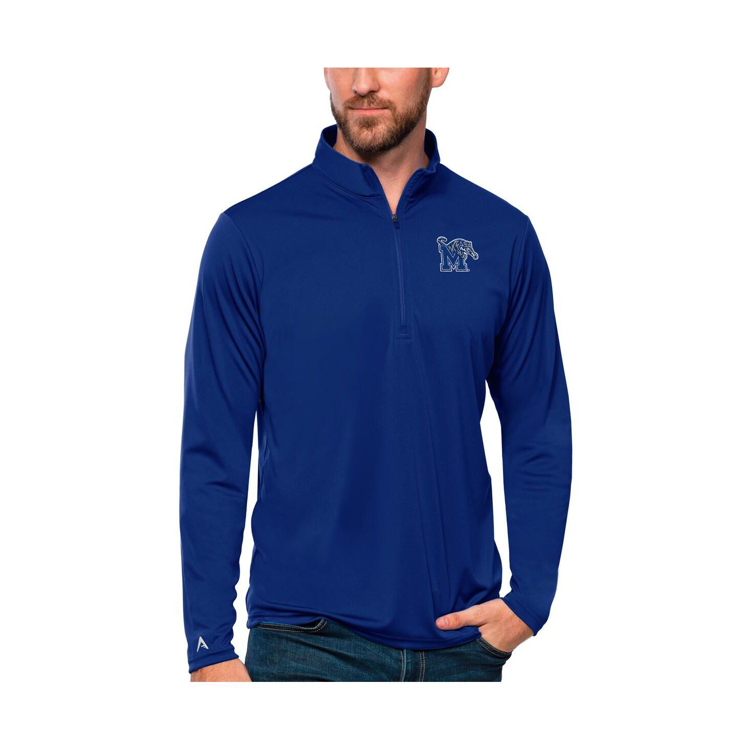 Мужской топ Antigua Royal Memphis Tigers Tribute Quarter-Zip — фото 1