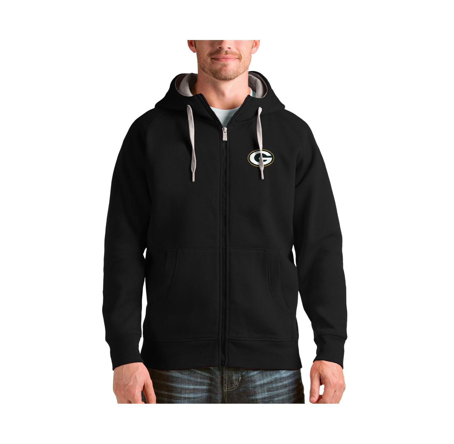 Men's Black Green Bay Packers Victory Full-Zip Hoodie
