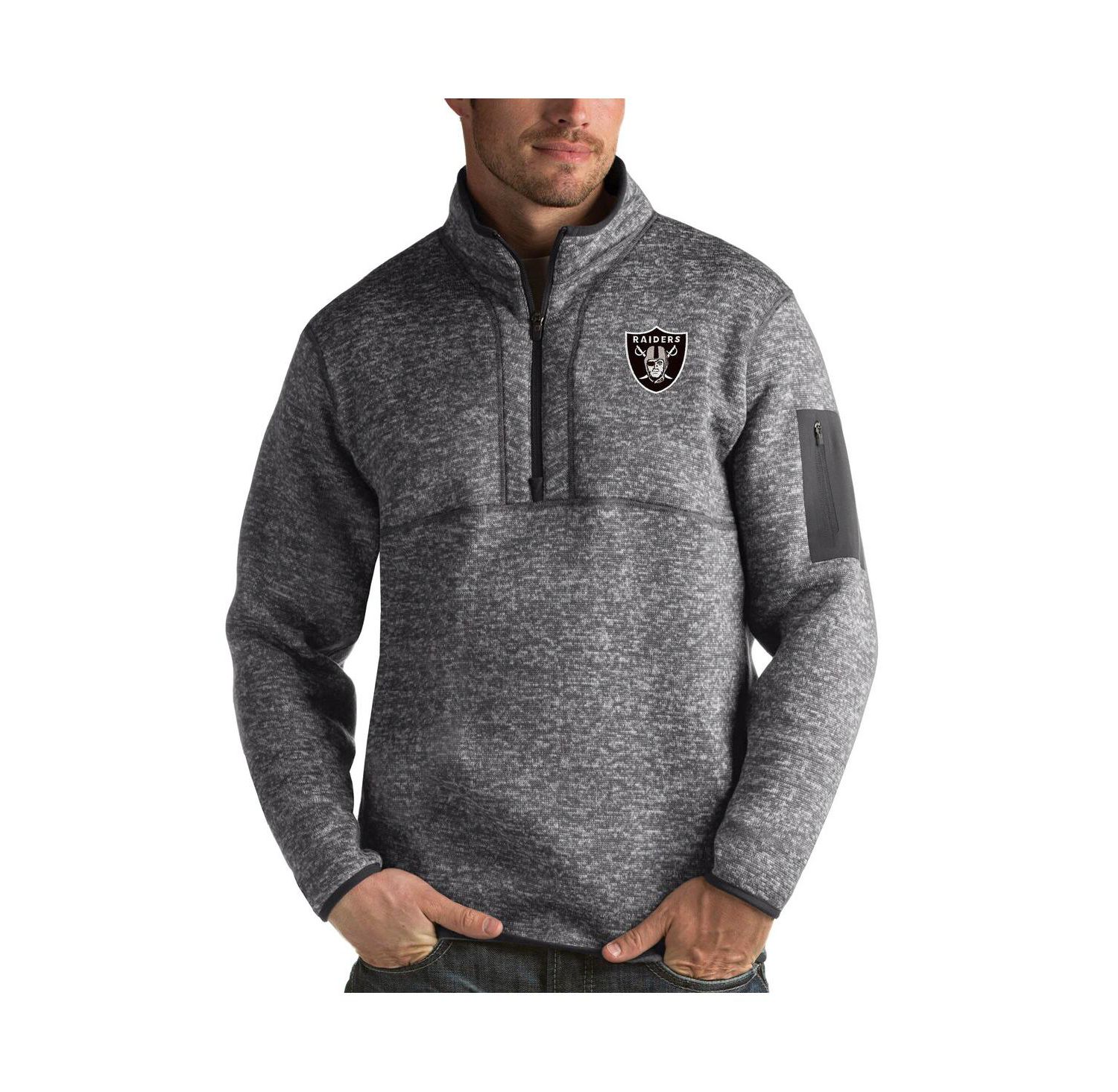 Men's Charcoal Las Vegas Raiders Fortune Quarter-Zip Pullover Jacket