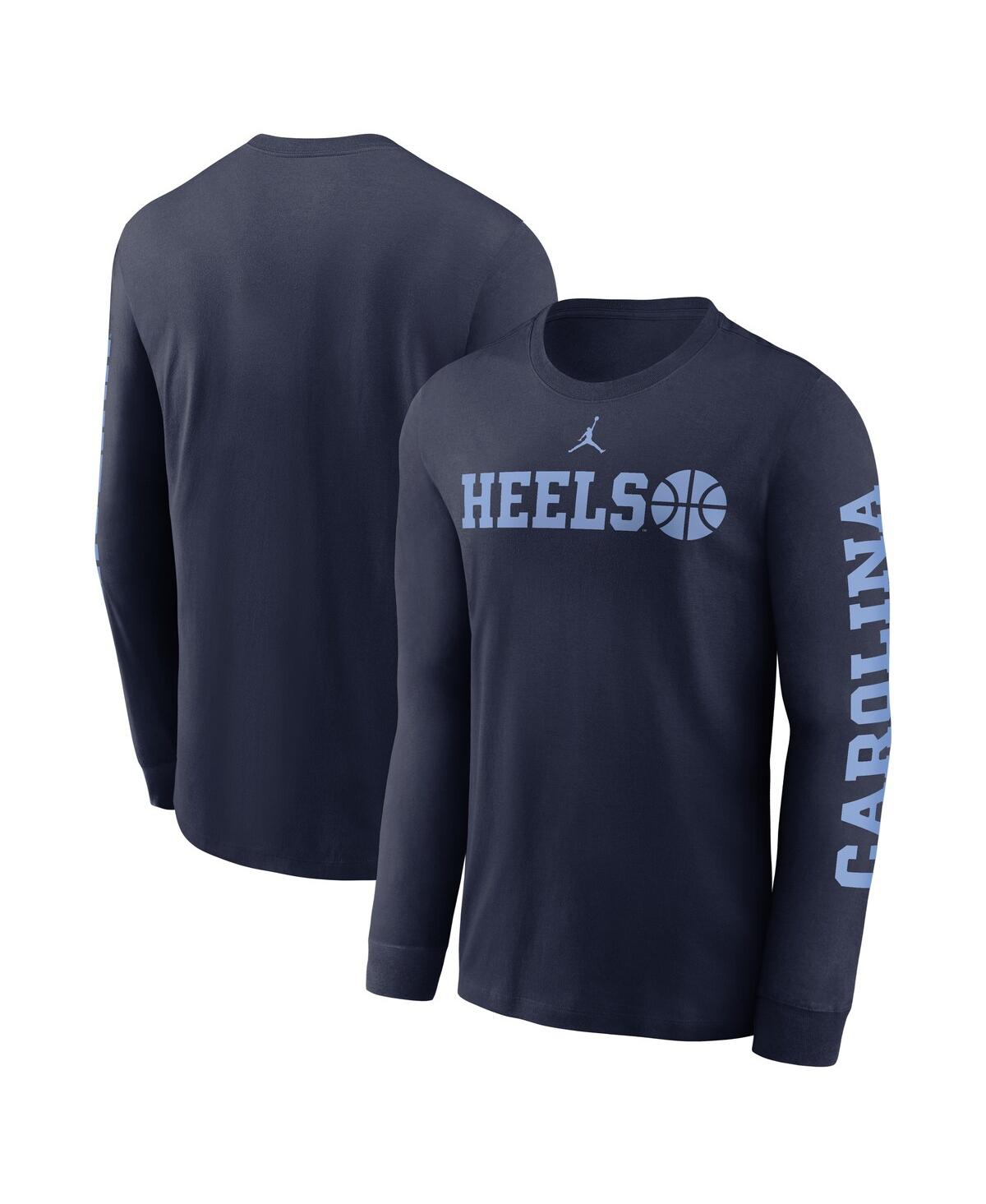 Jordan Men's Navy North Carolina Tar Heels Basketball Icon Two-Hit Long Sleeve T-Shirt