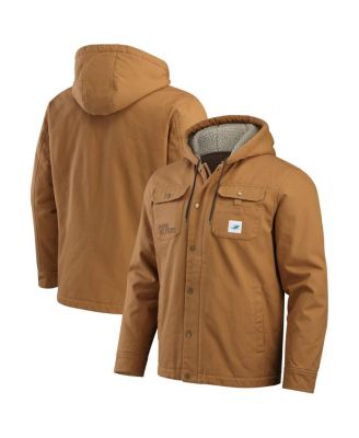 Fanatics - Men's Tan Miami Dolphins Canvas Full-Zip Hoodie Jacket