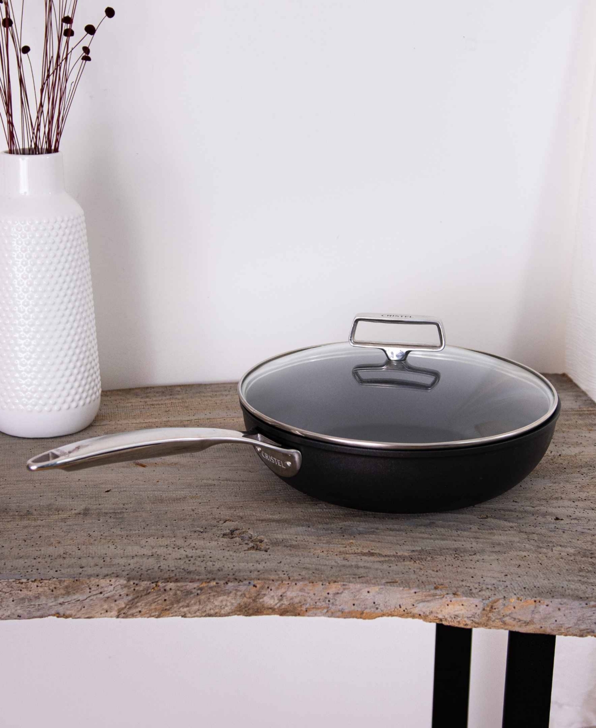 CRISTEL CASTEL PRO ULTRALU 2-QT. NONSTICK SAUTE PAN WITH LID 
