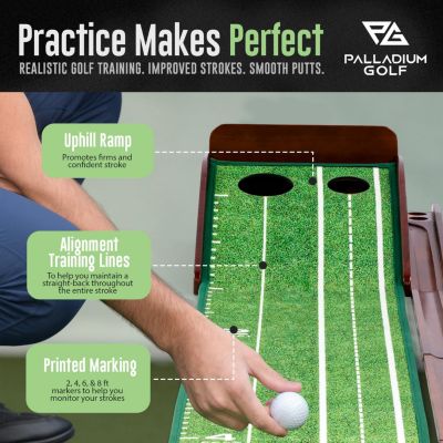 Putting Mat - Indoor Golf Putting Green for Mini Games and Practicing at Home or in The Office, with 1/2 Hole Training.- Gifts for Golfers - Golf Accessories for Men