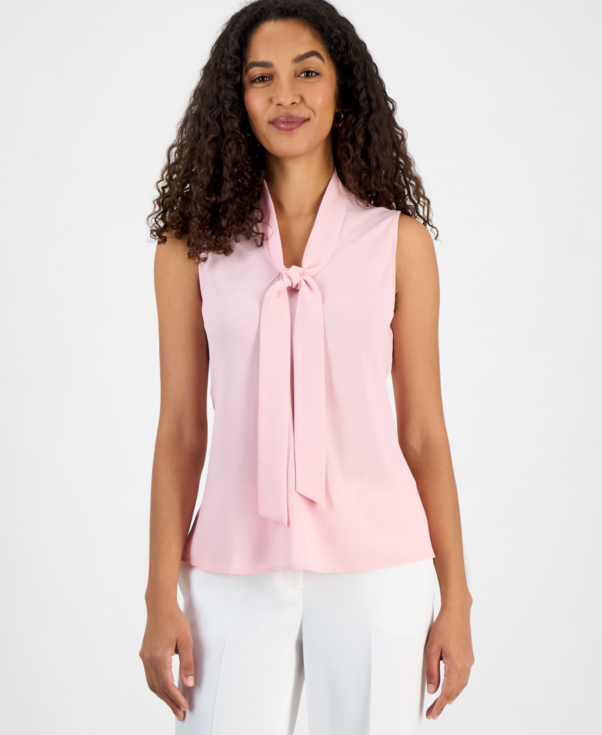 Kasper Women's Sleeveless Tie-neck Top, Regular & Petite