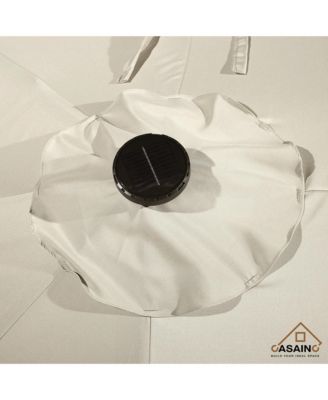 Outdoor Double-Sided Patio Umbrella with Base 36 LED Light Market Umbrella with Cover