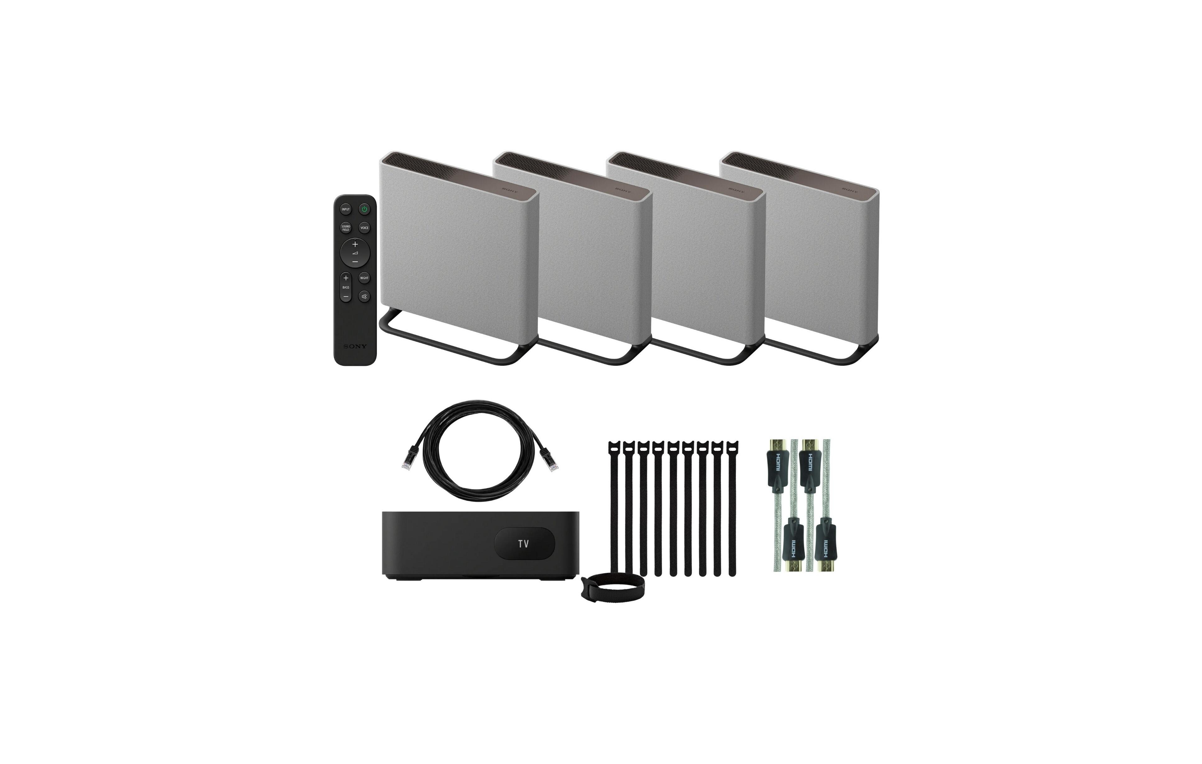 Sony Bravia Theater Quad with Cable Ties, 4K Hdmi Cables, and Cat5 Cable bundle