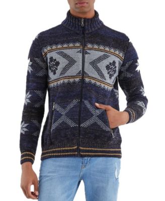 Men's Men s Knit Jacket with Zipper, Norwegian Pattern