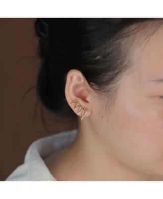 Boho Minimalist Geometric Ear Cuff Cartilage Spike Earrings Sterling Silver