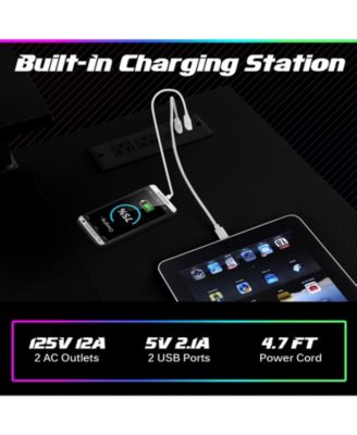 L Shaped Gaming Desk with Outlets and USB Ports