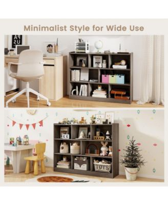 3-Tier Open Bookcase 8-Cube Floor Standing Storage Shelves Display Cabinet