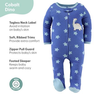 3pk Cotton Sleeper Set for Baby Boy, Cobalt Dino
