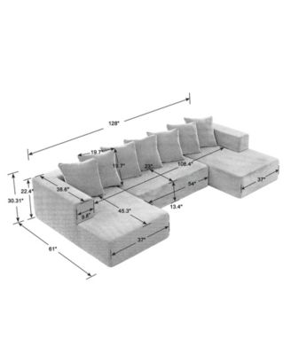 Chenille U-Shaped Sectional Sofa Set,Minimalist Style Modular Sectional Sofa, Luxury Chenille Fabric Cloud Couch for Living Room