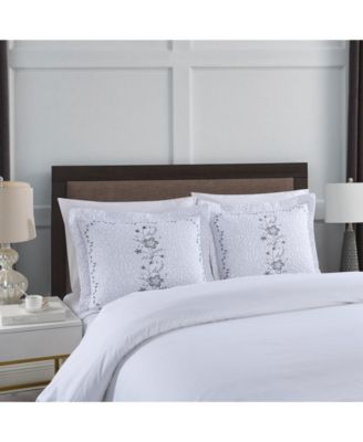 2 Pcs Embroidered Floral Pillow Shams King