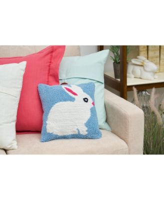 Easter Spring Themed Bunny Small/Petite Hooked Accent Pillow, 12" x 12"