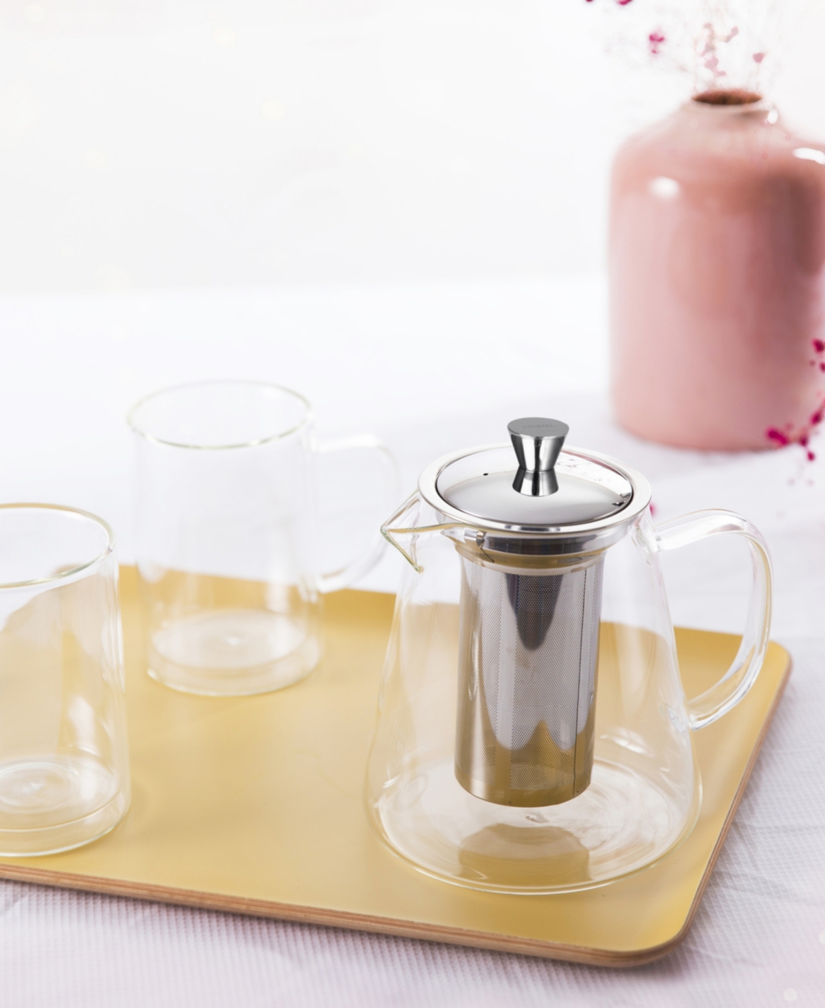 Cristel Oolong Glass 3-piece Teapot And Mug Set In Glass