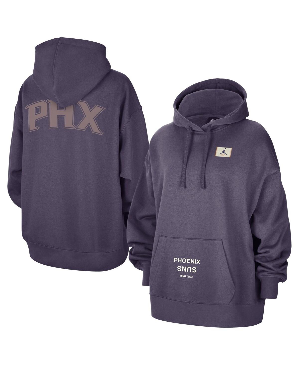 JORDAN WOMEN'S PURPLE PHOENIX SUNS COURTSIDE STATEMENT EDITION OVERSIZED PULLOVER HOODIE 