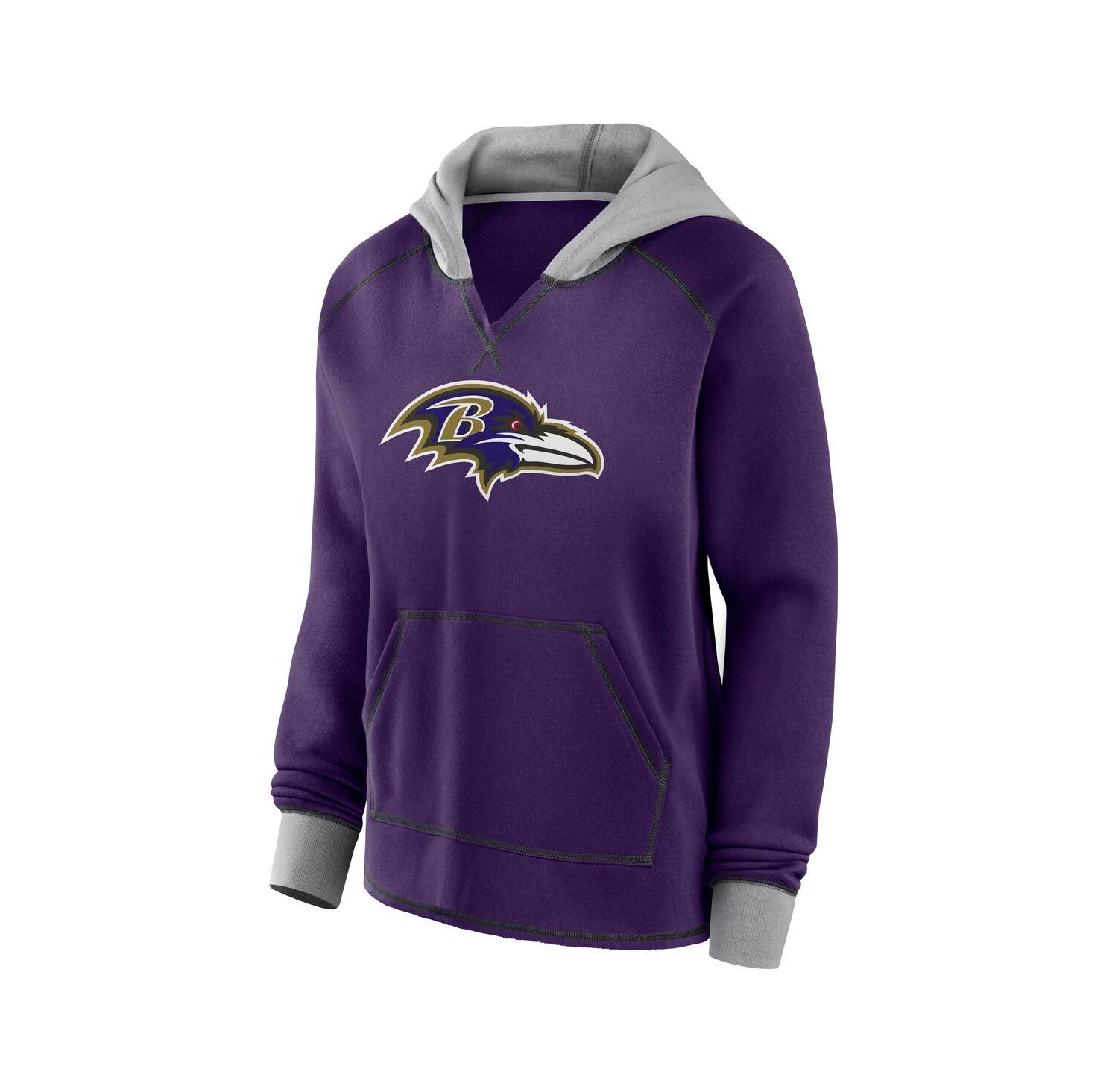 Women's Purple Baltimore Ravens Boom Fleece Pullover V-Neck Hoodie