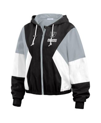 Women's Black/Gray Las Vegas Raiders Color Block Full-Zip Windbreaker Jacket