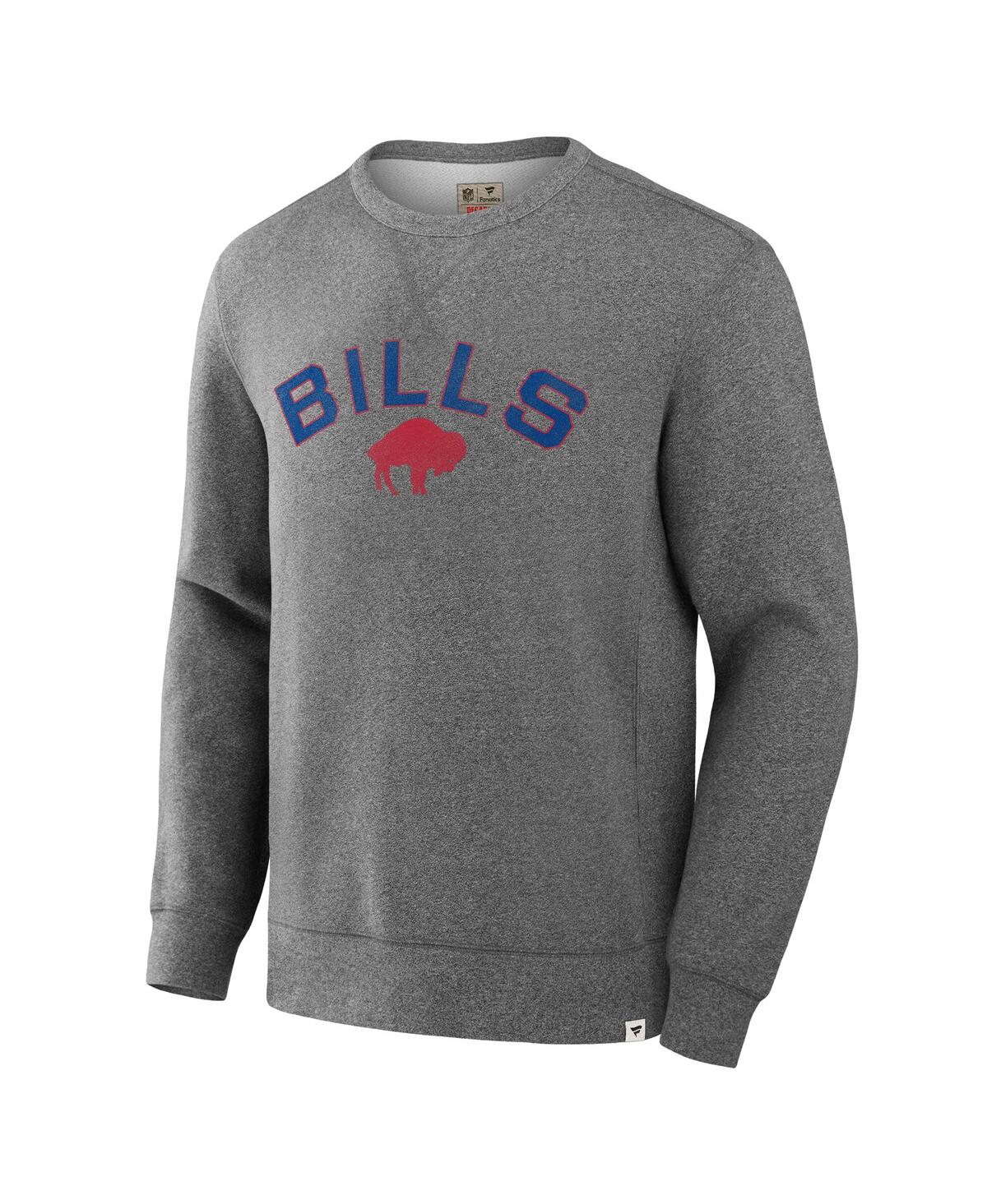 Fanatics Men's Heather Gray Buffalo Bills Loop Terry Pullover Sweatshirt In Heather Gray