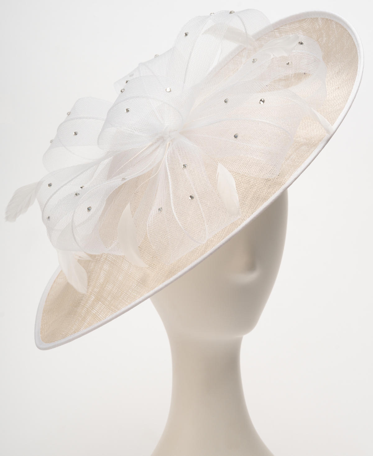 Embellished Sinamay Fascinator - White