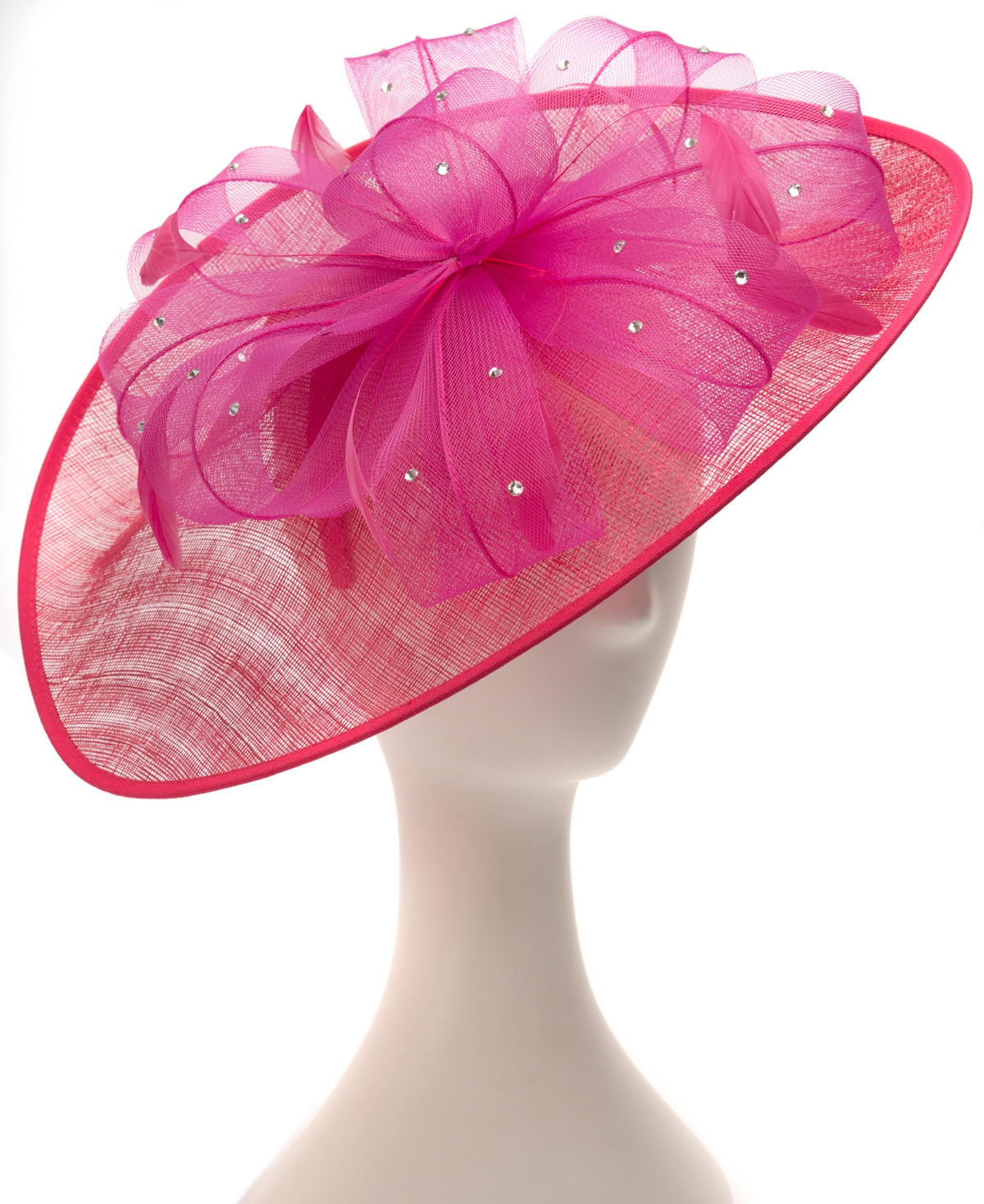Embellished Sinamay Fascinator - Fuchsia