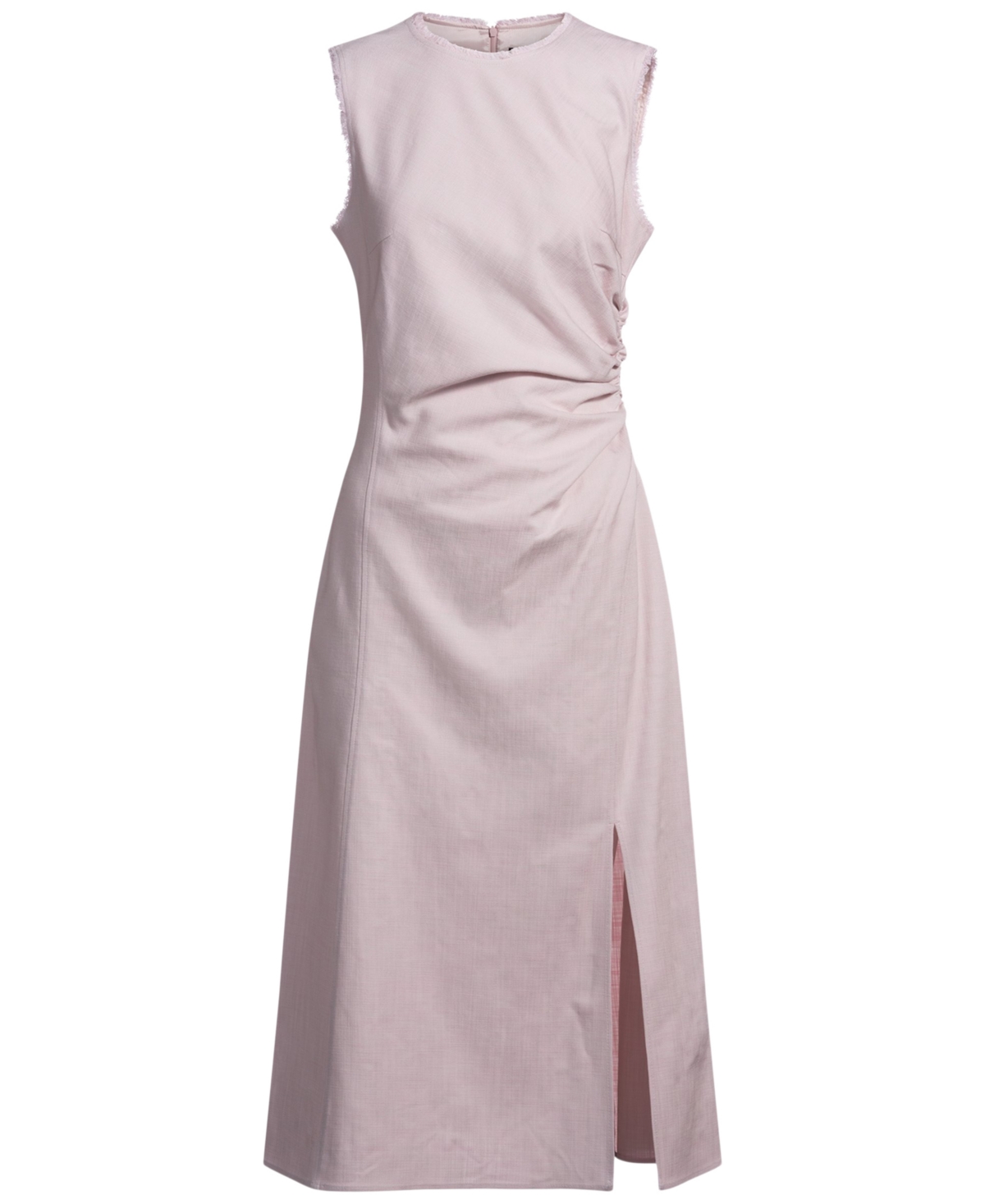 Hugo Boss V-neck Dress With Gathered Waistband In Metallic
