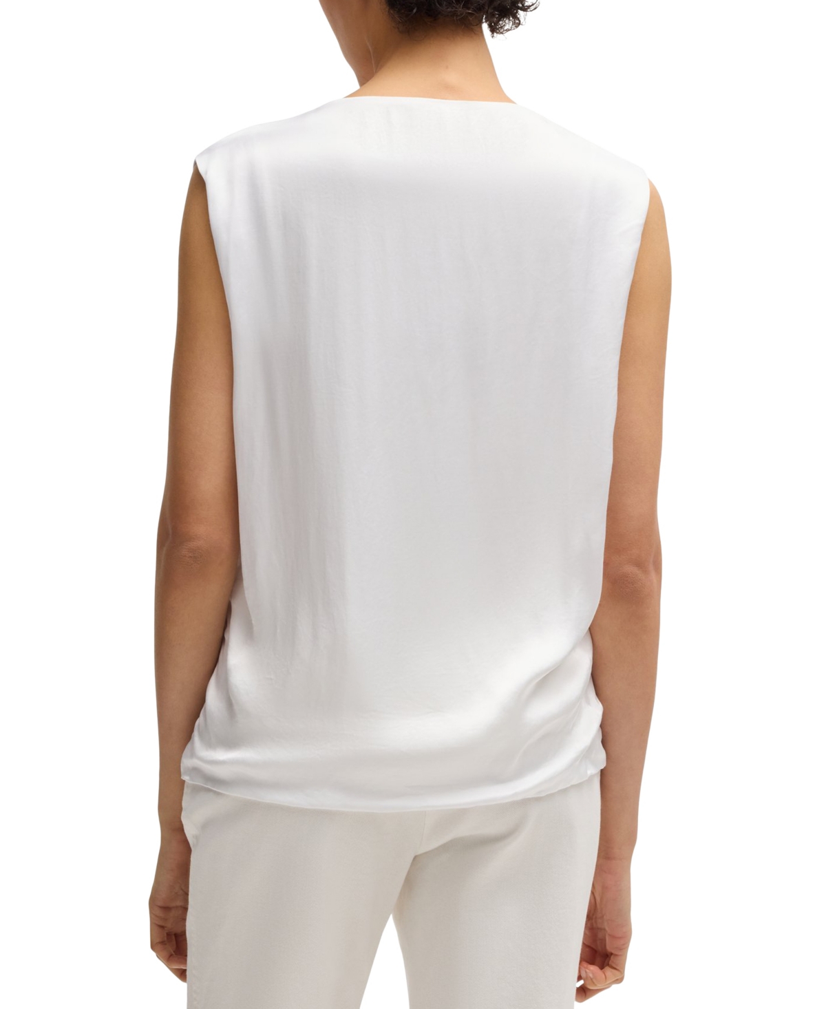 Hugo Boss Boss By  Women's High Neck Sleeveless T-shirt In White