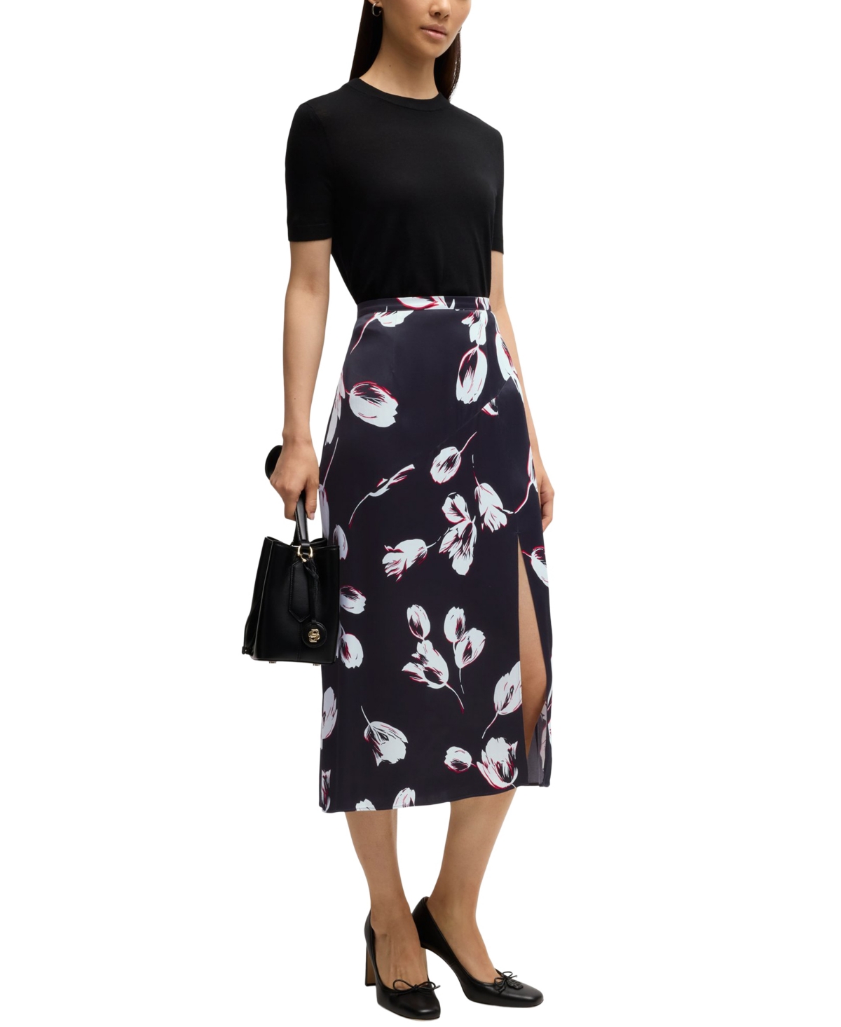 Hugo Boss Boss By  Women's Tulip Print Satin Maxi Skirt In Open Misc