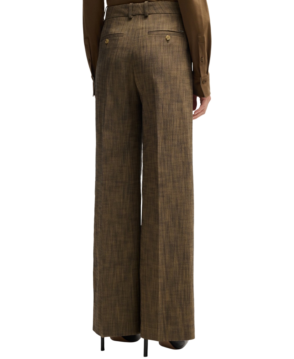 Hugo Boss Regular-fit Trousers In Melange Sharkskin In Open Misc