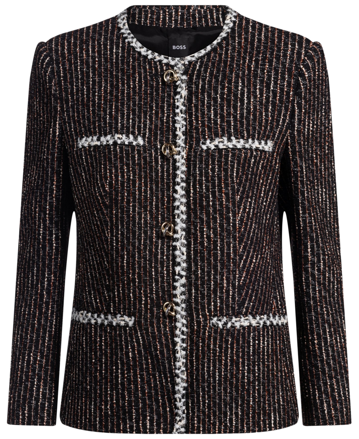 Hugo Boss Boss Jia Stripe Tweed Jacket In Open Misc