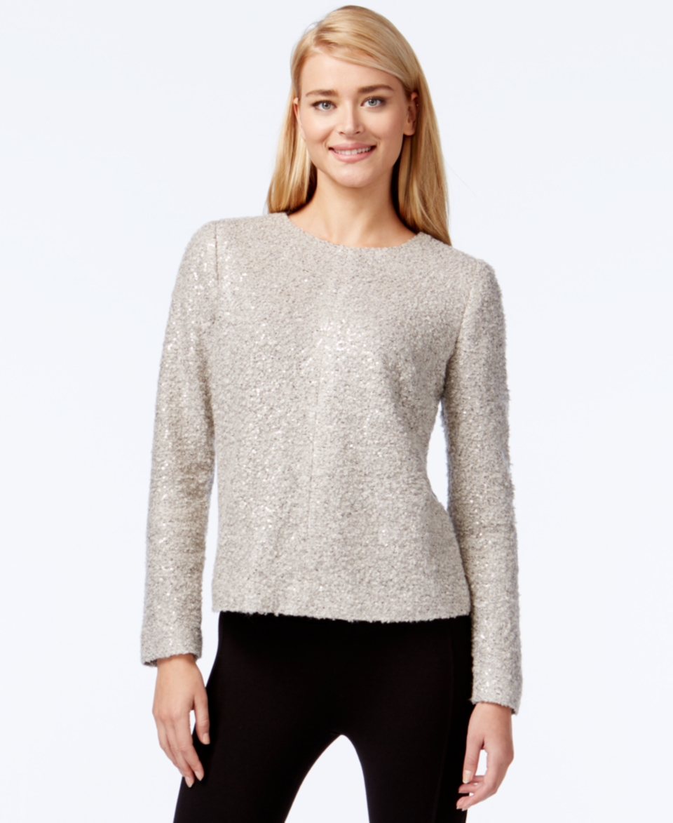 Calvin Klein Long Sleeve Sequin Top   Tops   Women