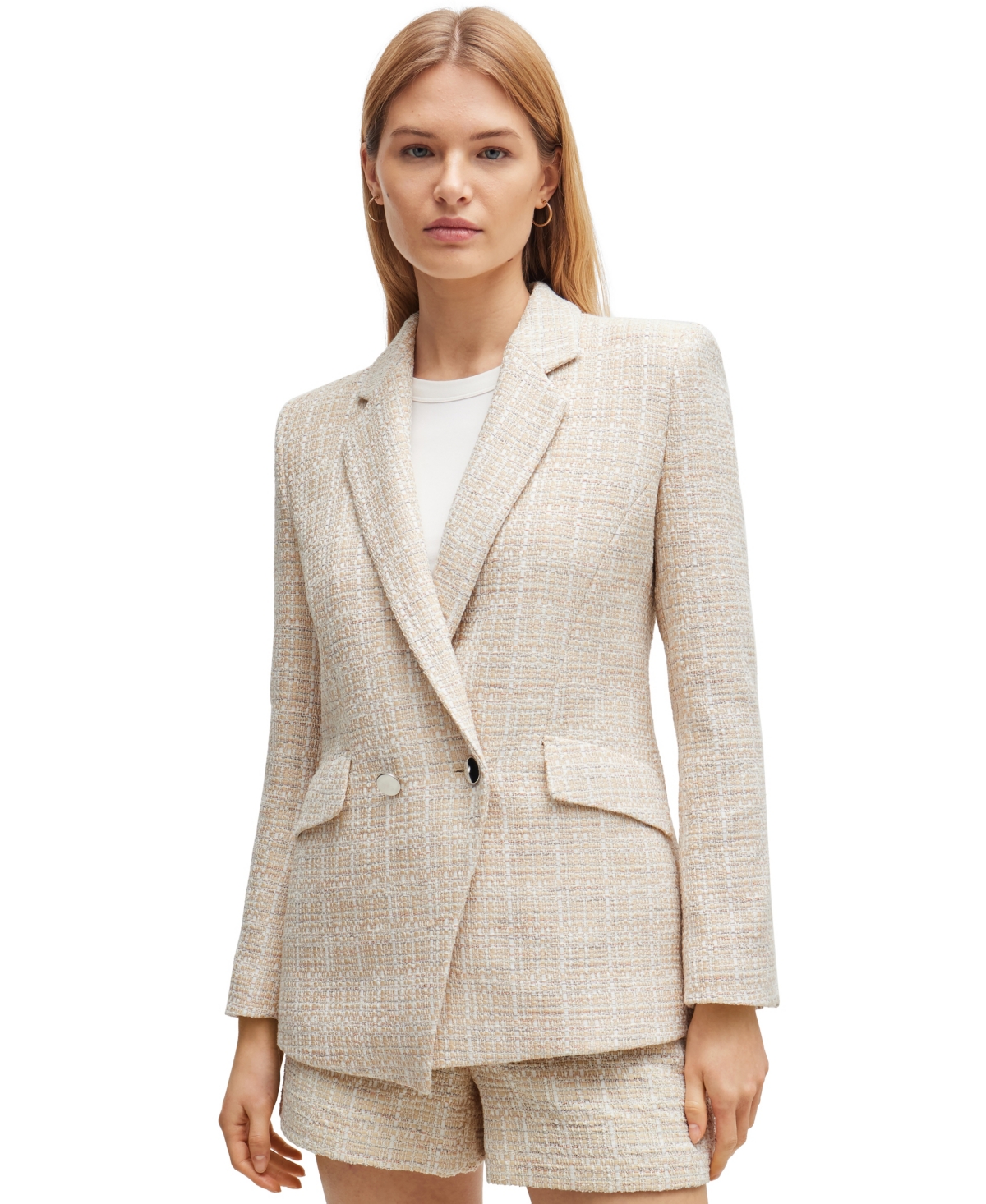 Shop Hugo Boss Boss By  Women's Regular-fit Tweed Blazer In Open Misc