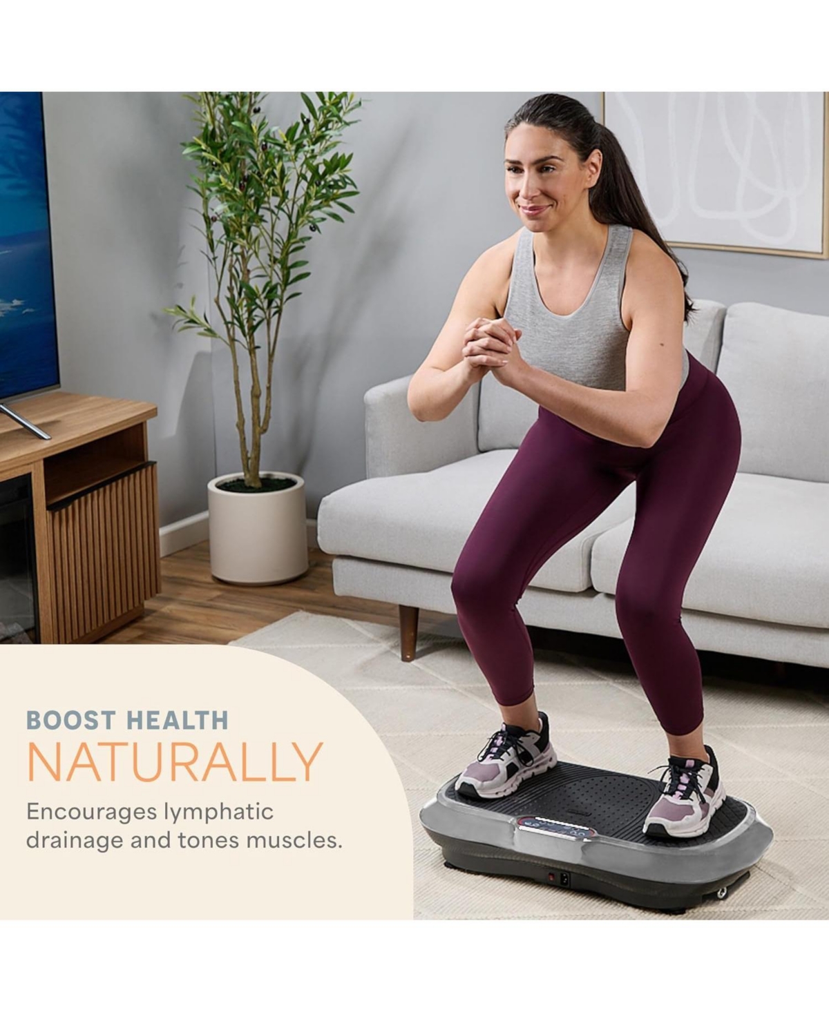 LifePro Vibration Plate – Whole Body Workout Fitness Platform with Loop Bands for Home Training & Exercise Routine