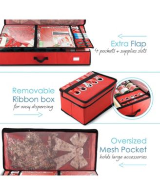 Premium Holiday Gift Wrapping Paper & Accessories Storage Organizer Box
