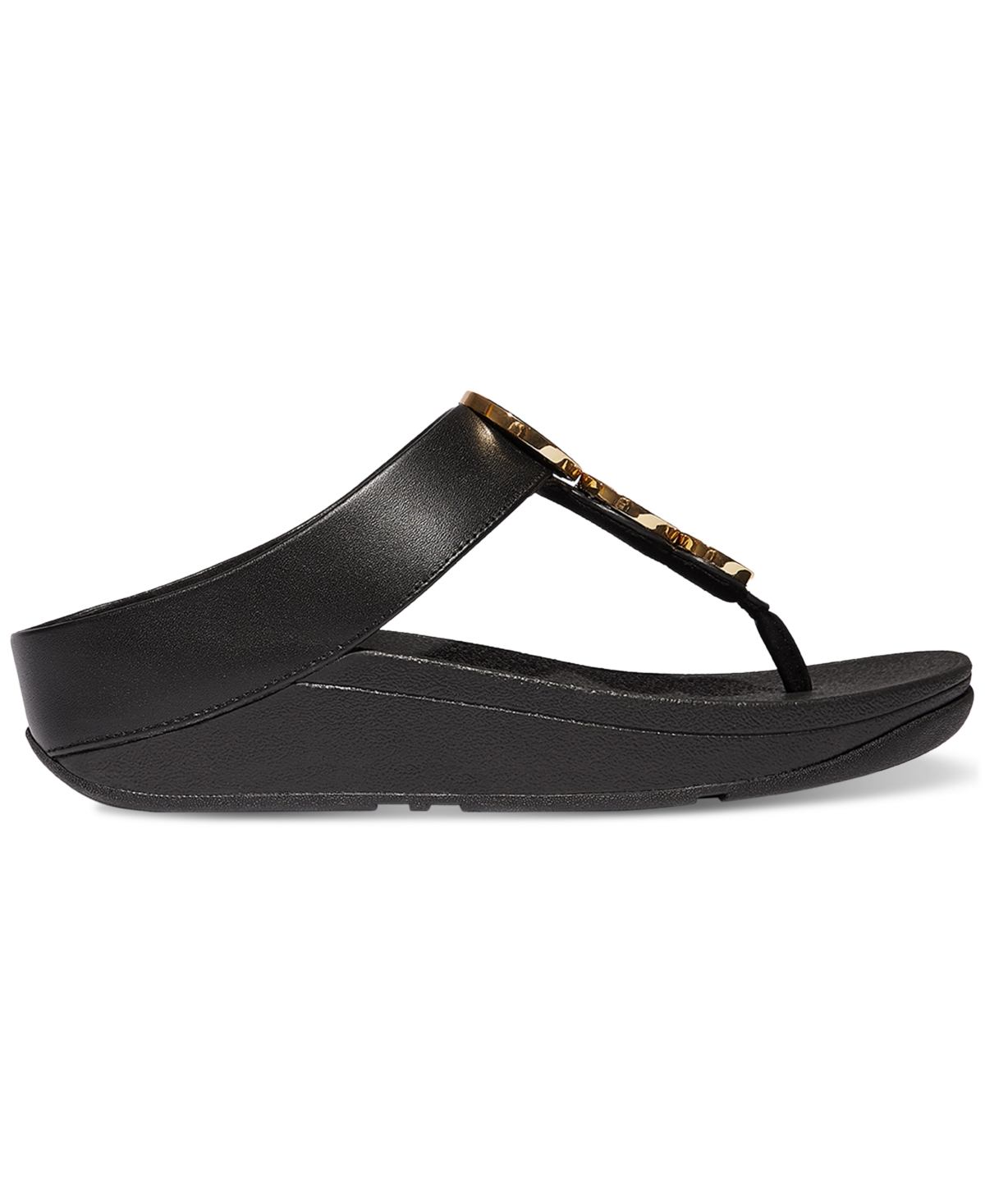 Fitflop Fino Platform Wedge Flip Flop In All Black