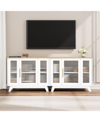 Buffet Storage Cabinet with Fluted Glass Door