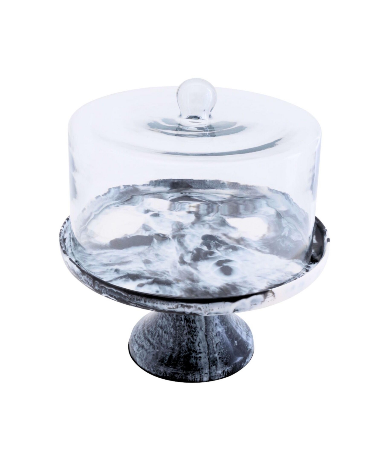 Godinger Lucente Resin Cake Stand And Dome In Black