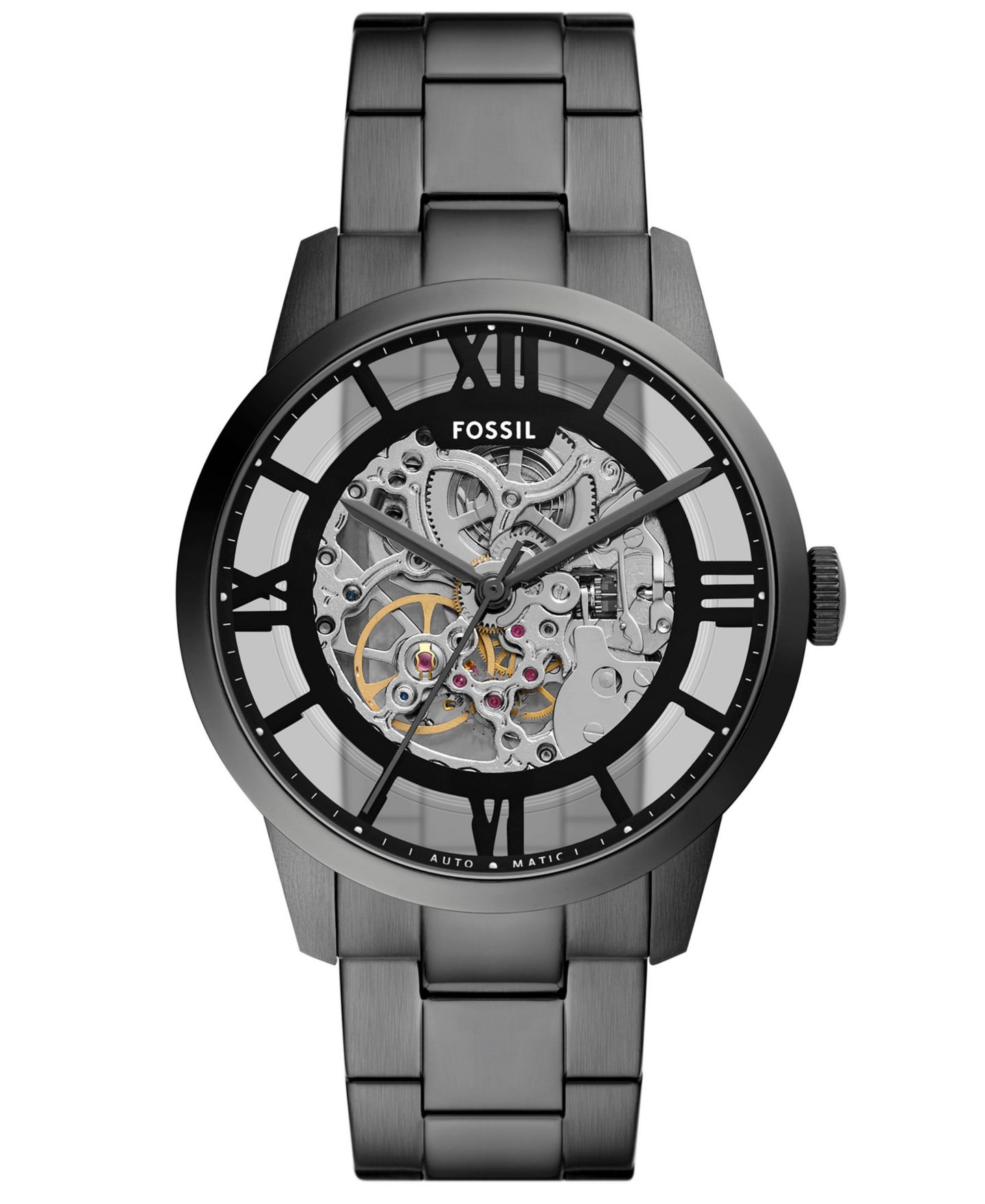 Мужские часы Fossil Townsman Automatic Gunmetal Stainless-Steel, 44mm — фото 1