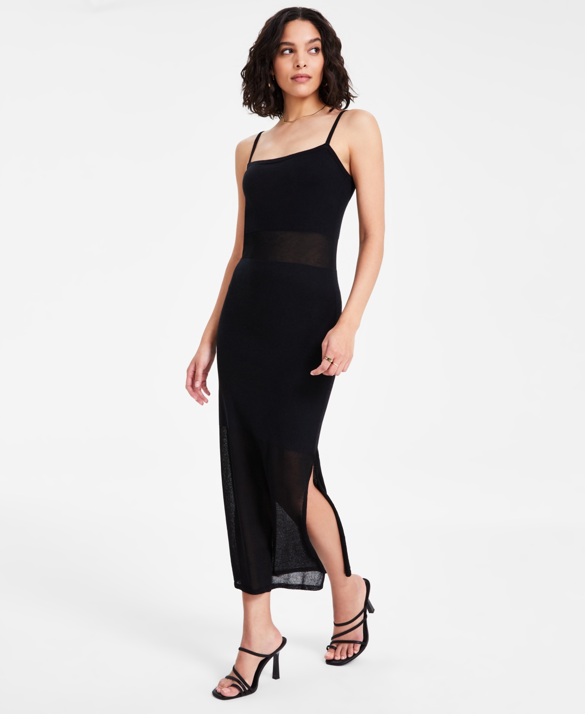 Women's Sleeveless Side-Slit Midi Sweater Dress, Exclusively at Macy's - Orchid Pink