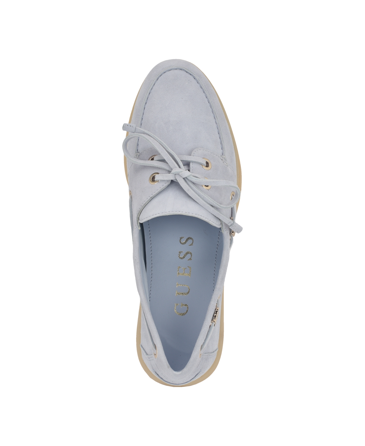 Guess Women's Yomaya Charms Boat Shoe Loafers In Light Blue Suede