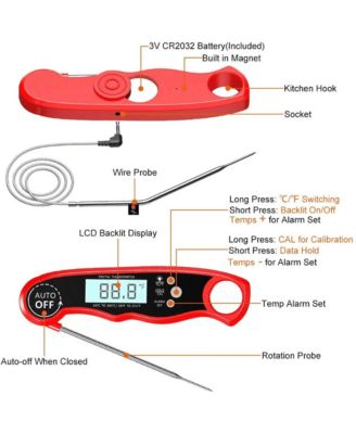Cooking Thermometer with Dual Probes Meat Thermometer Digital Instant Read Kitchen Food Thermometer
