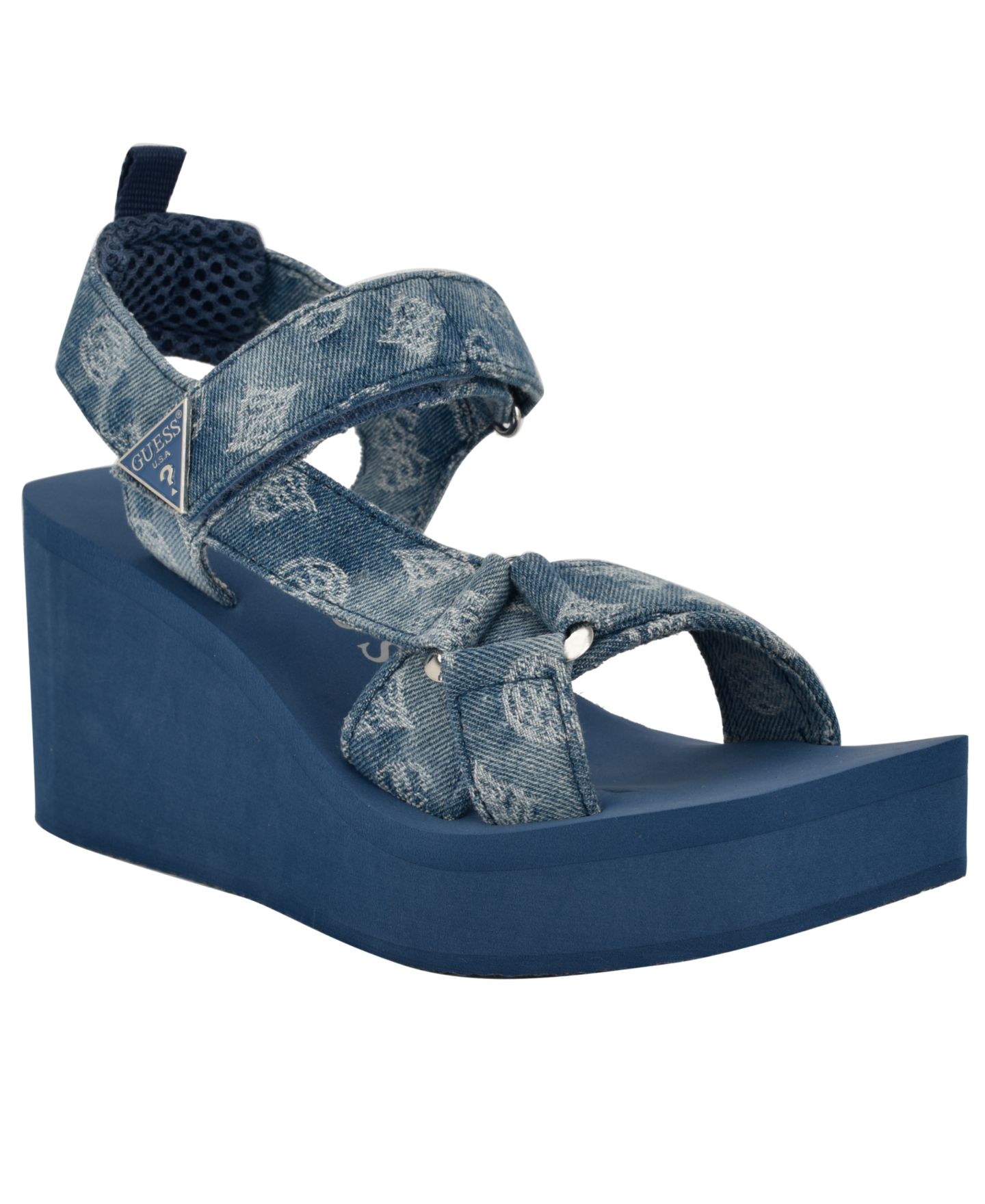 Женские сандалии GUESS Daysa Quattro-G Strappy Eva Wedge, цвет: Синий джинсовый — фото 1
